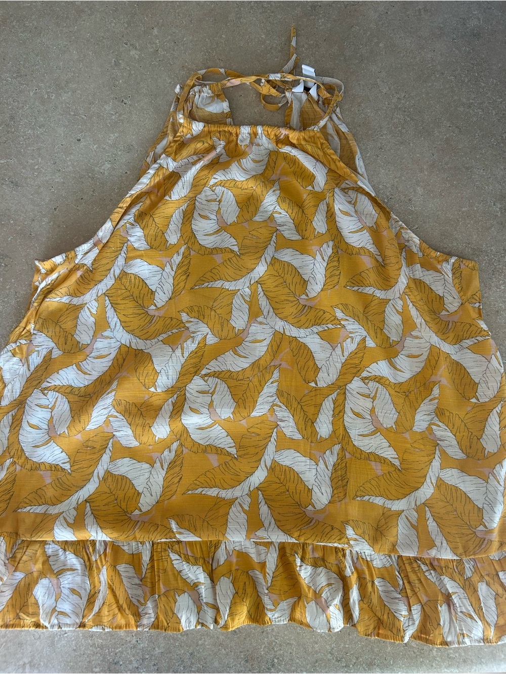 Nine West Mustard and White Leaf-Print Halter Camisole